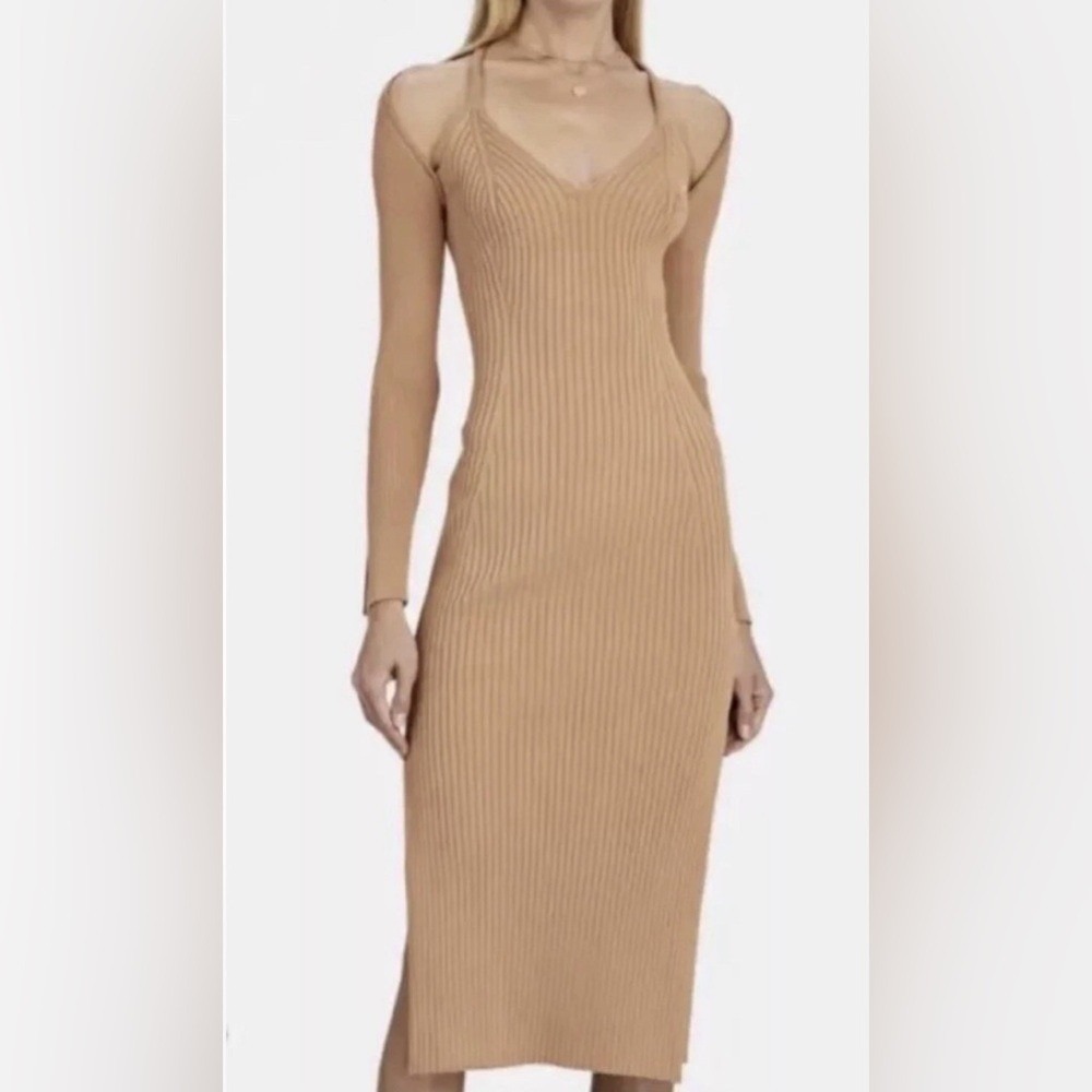 House Of Harlow 1960 Women's Ribbed MIDI Dress‎ Size XL Caramel
